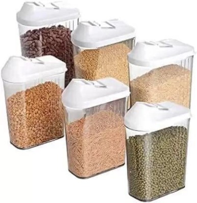 UNIBRITE Plastic Cereal Dispenser  - 1700 ml(Pack of 6, Clear)