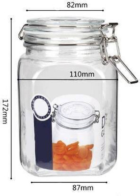 RUTVIHK Glass Pickle Jar  - 1200 ml(Clear)