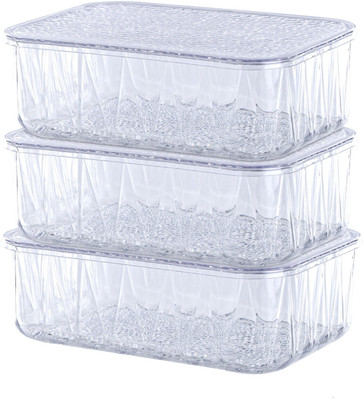 KUBER INDUSTRIES Polypropylene Utility Container  - 1200 ml(Pack of 3, Transparent)