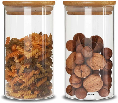 Sophronal Glass Grocery Container  - 1400 ml(Pack of 2, Clear)