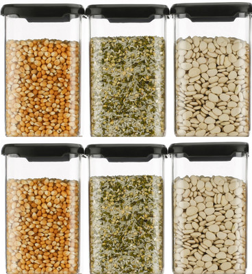 WeCoCo Plastic Grocery Container  - 1100 ml(Pack of 6, Clear)