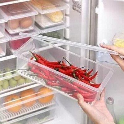 Zubix Plastic Fridge Container  - 1500 ml(Pack of 5, White)