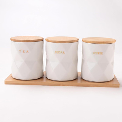 KUBER INDUSTRIES Ceramic Utility Container  - 750 ml(Pack of 3, White)