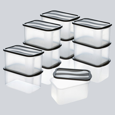 KUBER INDUSTRIES Plastic Fridge Container  - 4 L(Pack of 12, Black)