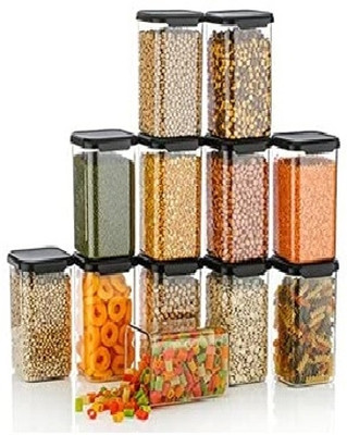 Nestland - Make Your Self a Priority Plastic Grocery Container  - 1500 ml(Pack of 10, Black)