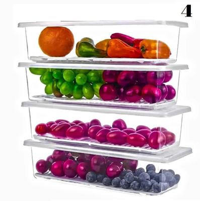 STARDOT Plastic Fridge Container  - 1500 ml(Pack of 4, Clear)
