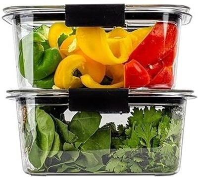 TEX-RO Plastic Fridge Container  - 1000 ml(Pack of 2, Black)