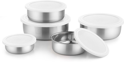 Jensons Steel Utility Container  - 1150 ml, 850 ml, 600 ml, 350 ml, 200 ml(Pack of 5, Silver)