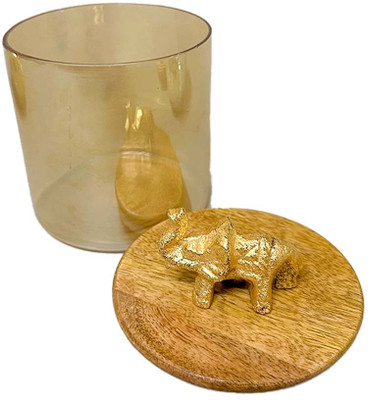 ekaaksh the everything store Glass Utility Container  - 300 ml(Gold)