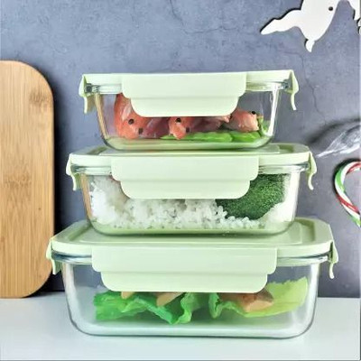 GREATZON ENTERPRISE Plastic Fridge Container  - 500 ml, 750 ml, 1000 ml(Pack of 3, Green)