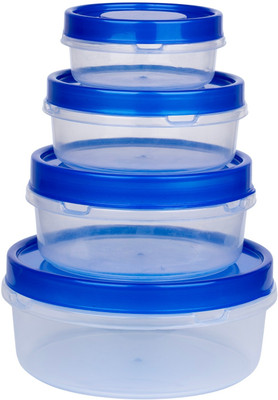 Lufarp Plastic, Polypropylene Fridge Container  - 400 ml, 750 ml, 1100 ml, 2000 ml(Pack of 4, Blue)