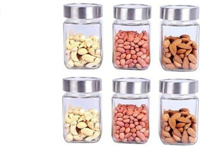 tyche enterprise Glass Grocery Container  - 300 ml(Pack of 6, Clear)