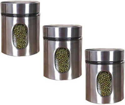 TRISHYANA Glass Utility Container  - 600 ml(Pack of 3, Grey)