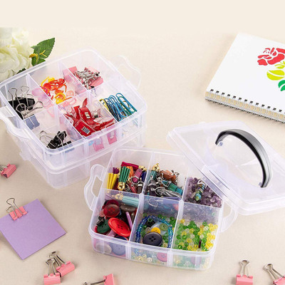 RadhaTex 3-Layer 18-Grid Adjustable Jewelery/Cosmetic/Make Up Organizerx1.467 Ideal for storing & organizing craft beads, jewellery, Make-up/Items & many more Vanity Box(Colour Depends on Availablity)