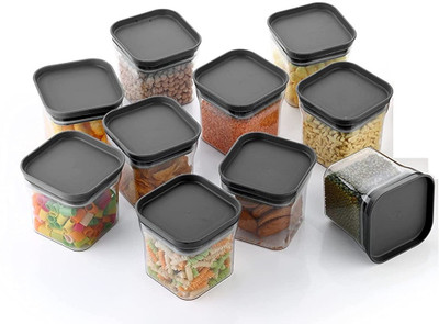 Linear Plastic Grocery Container  - 600 ml(Pack of 8, Black)