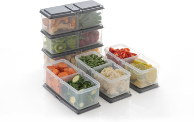 Raghuandan Plastic Fridge Container  - 1000 ml(Pack of 6, Grey)