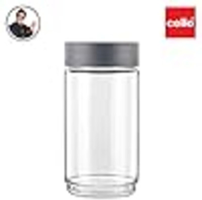 NUVIO Glass, Plastic Tea Coffee & Sugar Container  - 2000 ml(Transparent, Grey)