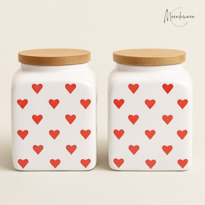Merakiware Ceramic Pickle Jar  - 500 ml(Pack of 2, White)