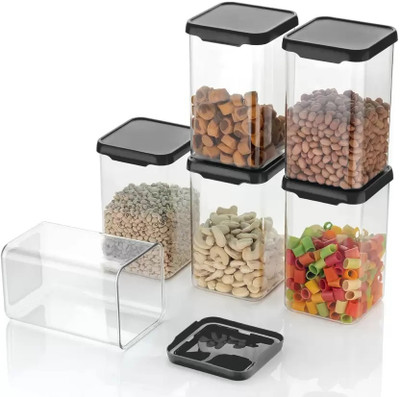 ROYALRYTE ENTERPRISE Plastic Grocery Container  - 1100 ml(Pack of 6, Black)