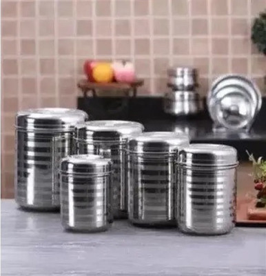 Tactware Steel Grocery Container  - 250, 400, 500, 750, 1000(Pack of 5, Silver)