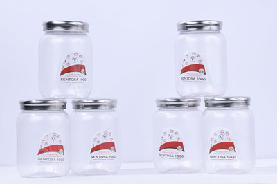 MARGI ENTERPRISE Plastic Grocery Container  - 1000 ml(Pack of 6, White)