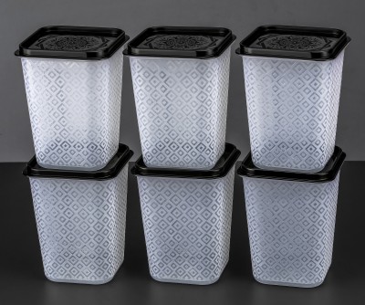 RUSHIL WERE Plastic Grocery Container  - 1100 ml(Pack of 6, Black)