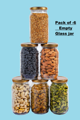 romers Glass Grocery Container  - 500 ml(Pack of 6, White)