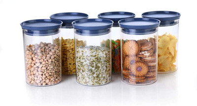 AD POINT Plastic Grocery Container  - 900 ml(Pack of 6, Multicolor)