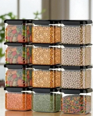 FPBOI Plastic Grocery Container  - 500 ml(Pack of 12, Black)