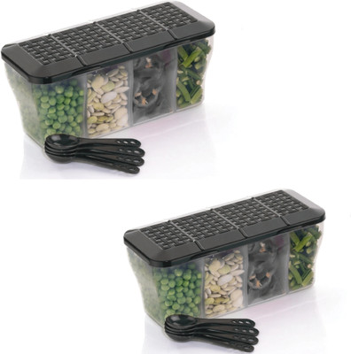 RABBITO Plastic Grocery Container  - 800 ml(Pack of 2, Black)