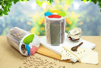 HELOVIA Plastic Grocery Container  - 2500 ml(Pack of 2, Multicolor)