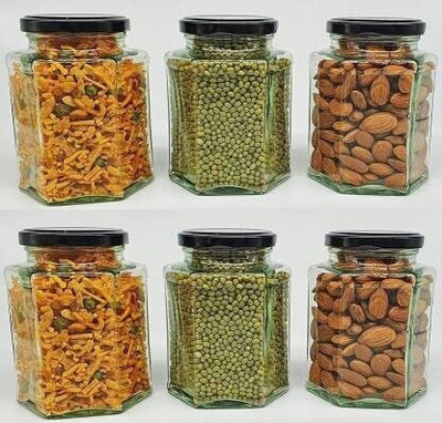 Sueriv Glass Grocery Container  - 500 ml(Pack of 6, Clear)