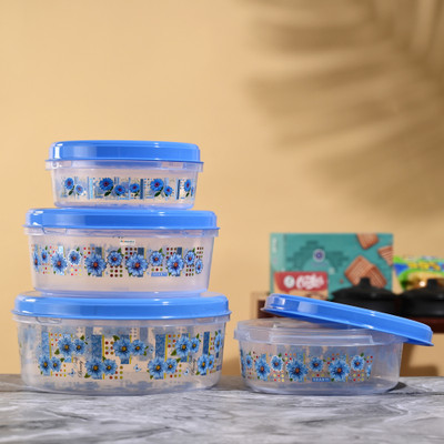 HOMESTIC by Kuber Industries Plastic Utility Container  - 1000 ml, 2000 ml, 3000 ml, 4000 ml(Pack of 4, Blue)