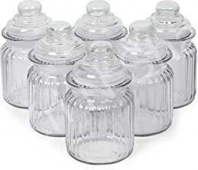 GOOD TO GREAT CREATION Glass Cookie Jar  - 350 ml(Pack of 6, White)