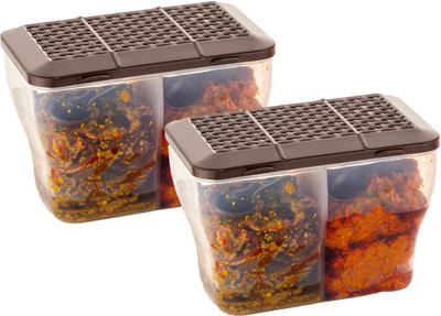 hitu Plastic Utility Container  - 2000 ml(Pack of 2, Brown)