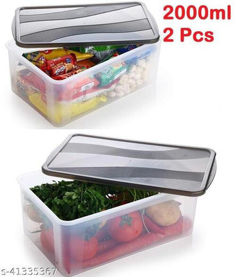 DCIND Plastic Fridge Container  - 2000 ml(Pack of 2, Clear)
