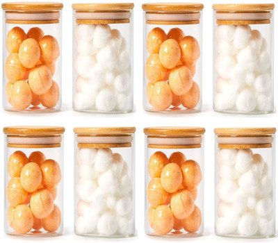 NAVPATH Glass Grocery Container  - 320 ml(Pack of 8, Clear)