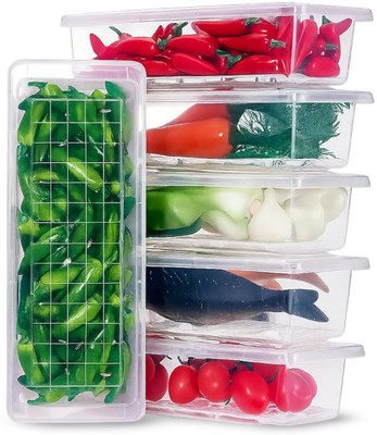 HELOVIA Plastic Fridge Container  - 1500 ml(Pack of 6, Clear)