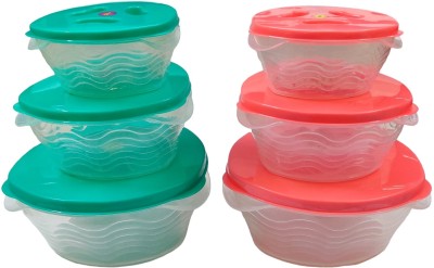 Gift Collection Plastic Fridge Container  - 1800 ml, 800 ml, 400 ml(Pack of 6, Green, Pink)