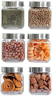 TINSUHG Glass Grocery Container  - 500 ml(Pack of 6, Clear)