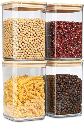 morryz Glass Grocery Container  - 950 ml(Pack of 3, Clear)