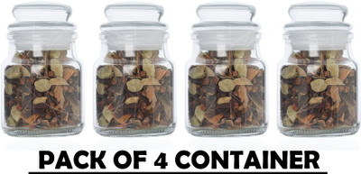 AAMU MOON Glass Grocery Container  - 100 ml(Pack of 4, Clear)