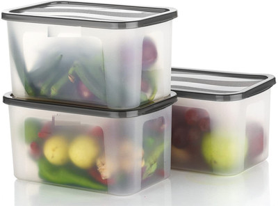 KDZONE Plastic Grocery Container  - 2000 ml(Pack of 3, Black)