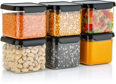Quickmart Plastic Grocery Container  - 500 ml(Pack of 6, Black)