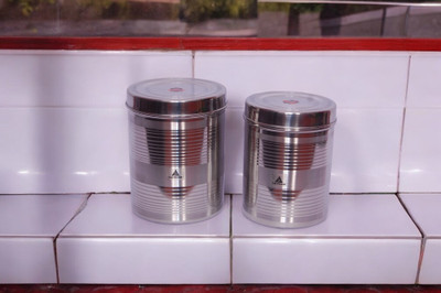 Tactware Silver Tea Coffee & Sugar Container  - 2100 ml, 1700 ml(Pack of 2, Silver)