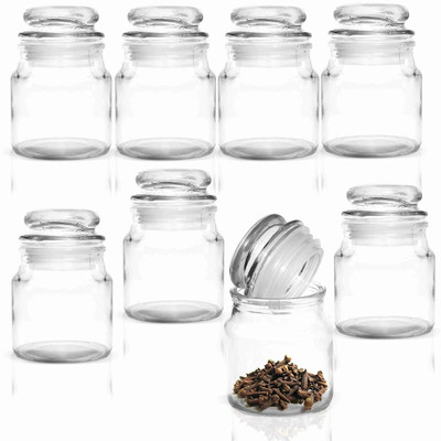 Pure Source India Glass Cookie Jar  - 110 ml(Pack of 8, Clear)