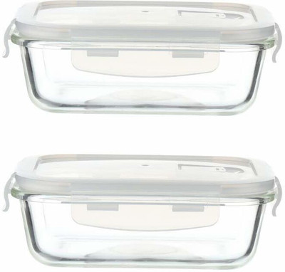 Femora Glass Fridge Container  - 1500 ml(Pack of 2, White)