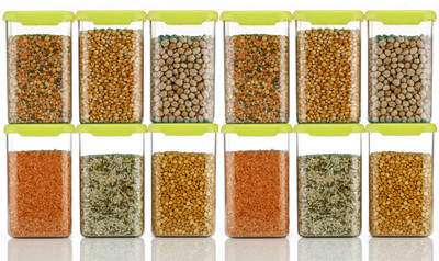 Skymax Plastic Grocery Container  - 1200 ml(Pack of 12, Green)