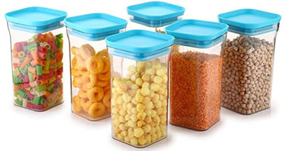 Analog Kitchenware Plastic Grocery Container  - 1100 ml(Pack of 6, Blue)
