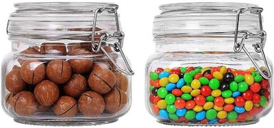 T R Creation Glass Grocery Container  - 500 ml(Pack of 2, Clear)